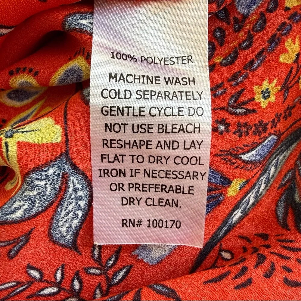 Emma & Olivia Red Floral Sleeveless Layered Flowy Lightweight Crepe Boho Top - Picture 8 of 8